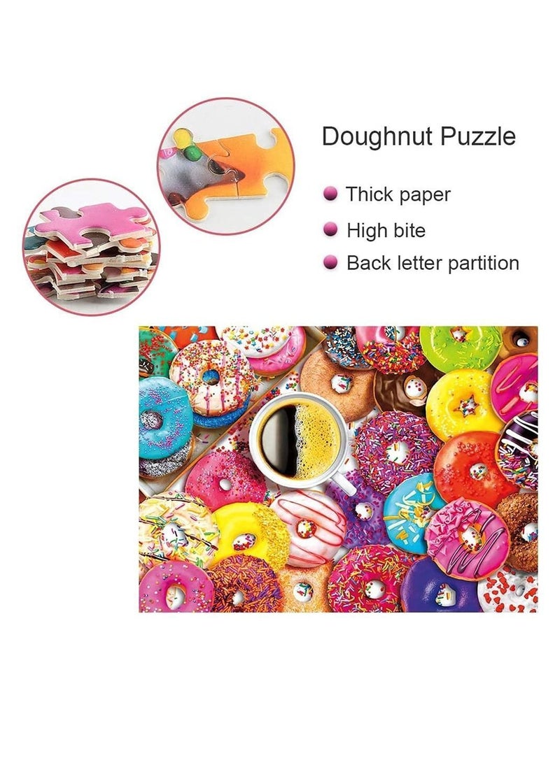 Y&D Creative Jigsaw,1000 Piece Jigsaw Puzzle Educational Family Game Gift for Adults and Kids Large Pieces Multicolor (Coffee Donuts) - Image 3