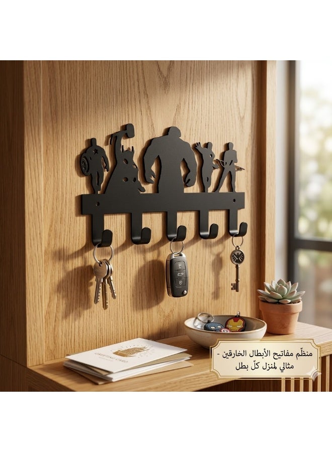 أفينجيرز حامل مفاتيح معدني أنيق مزوّد  بعدة خطافات متينة لتعليق المفاتيح والإكسسوارات، يتميز بالصلابة وسهولة التثبيت على الحائط، مما يساعد على تنظيم الأشياء بشكل عملي ومرتب. - Image 1