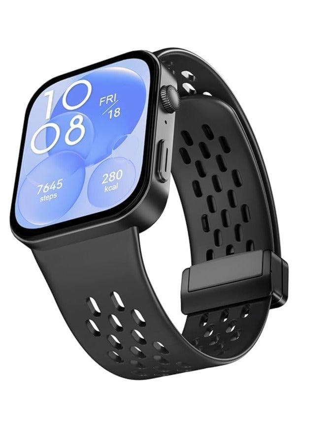 Silicone Band Compatible with Huawei Watch Fit 3 Strap, Soft Sport Replacement Wristband with Magnetic Buckle Compatible for Huawei Fit 3 Smartwatch Fitness Accessories - Image 1