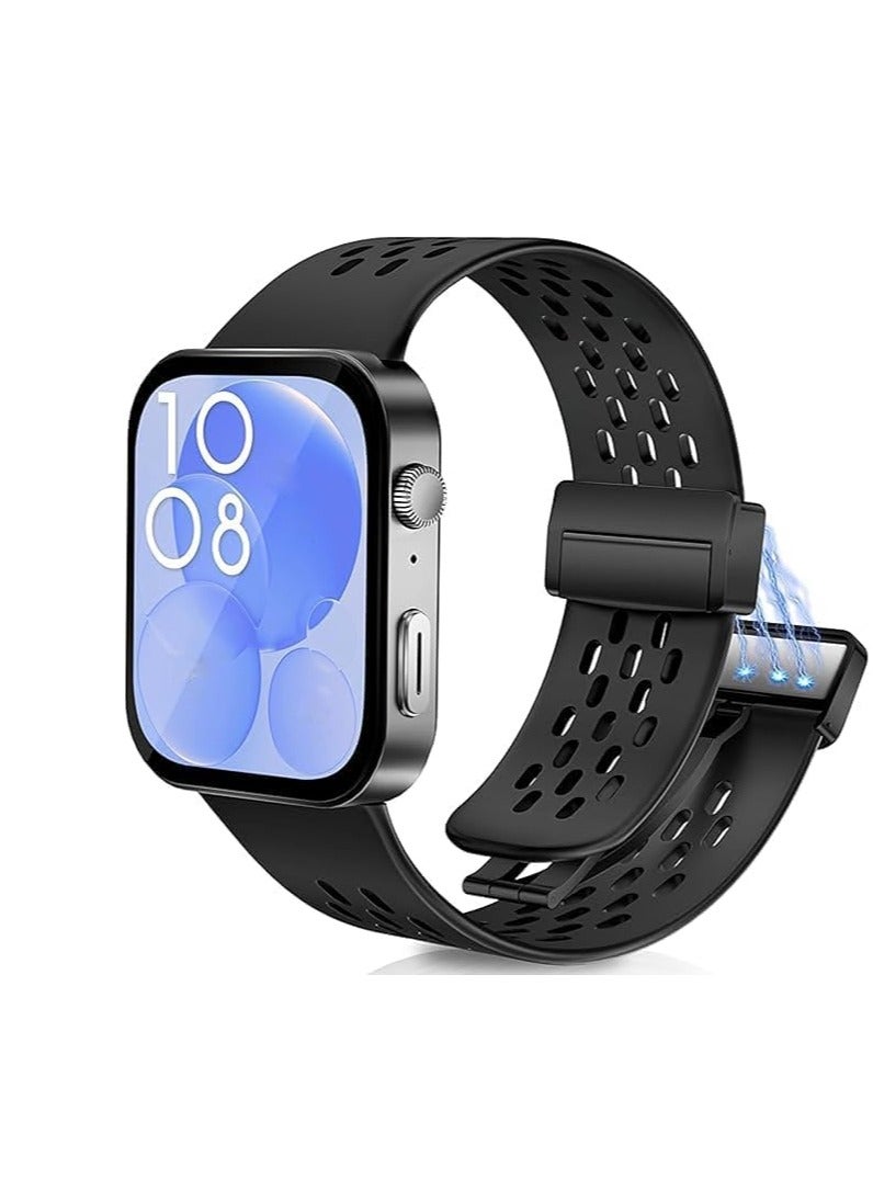 Silicone Band Compatible with Huawei Watch Fit 3 Strap, Soft Sport Replacement Wristband with Magnetic Buckle Compatible for Huawei Fit 3 Smartwatch Fitness Accessories - Image 3