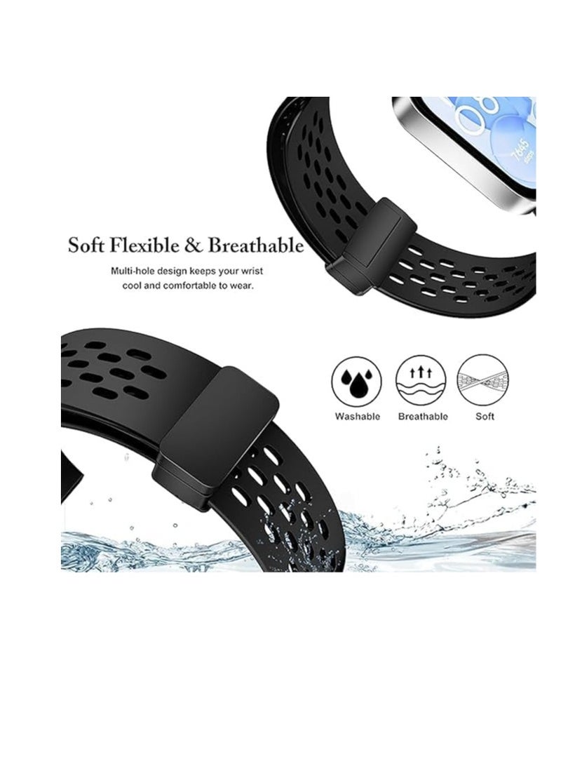 Silicone Band Compatible with Huawei Watch Fit 3 Strap, Soft Sport Replacement Wristband with Magnetic Buckle Compatible for Huawei Fit 3 Smartwatch Fitness Accessories - Image 4