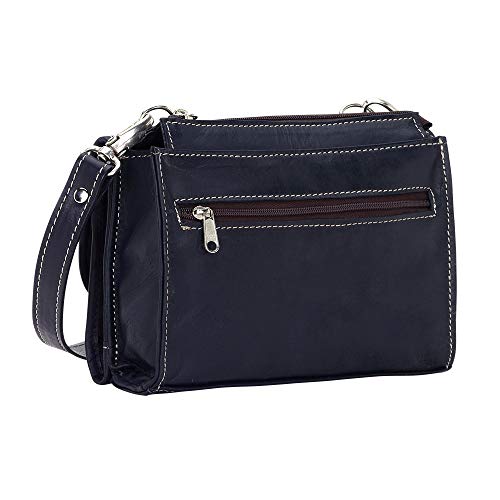 American West Western Leather Crossbody with Wallet for Women - Navy - Image 4