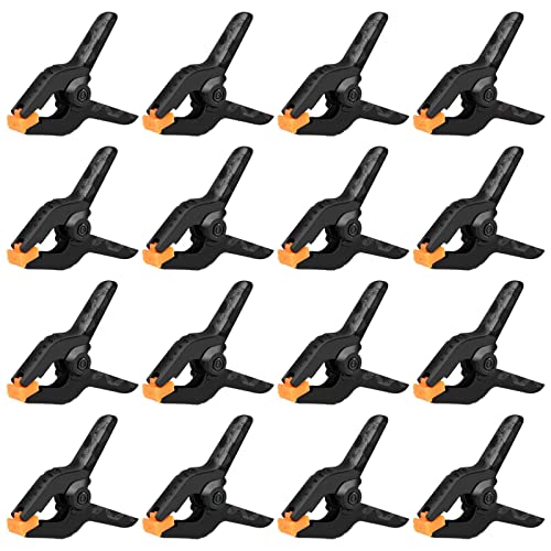 DUIJINYU 16 Pack Small Spring Clamps, 3.5 Inch Heavy Duty Clamps for Backdrop Stand, Plastic Clips for Crafts and Backdrop Clips for Crafts, Woodworking, Photography, Outdoor - Image 1