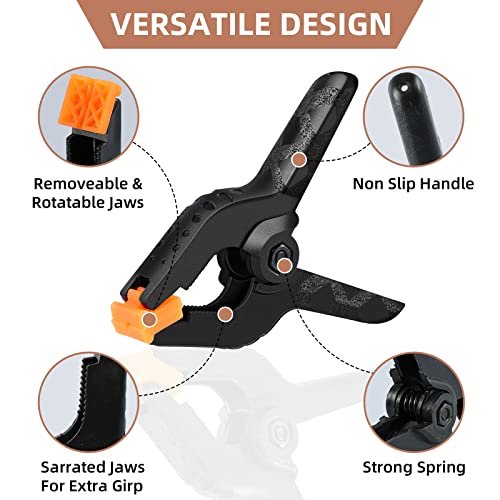 DUIJINYU 16 Pack Small Spring Clamps, 3.5 Inch Heavy Duty Clamps for Backdrop Stand, Plastic Clips for Crafts and Backdrop Clips for Crafts, Woodworking, Photography, Outdoor - Image 3