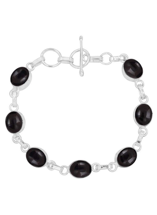 Sterling Silver Jewelry Natural Black Onyx 925 Silver Overlay Adjustable Bracelet for Women - Black Stone July Birthstone Boho Handmade Statement Jewelry Bracelet - Christmas Gifts for Her  - Image 1