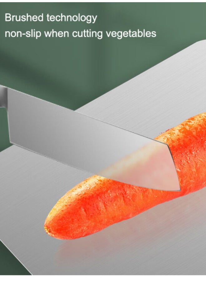 أوتدور.ماركت لوح تقطيع من الستانلس ستيل 304 للمطبخ (34×24 سم) – لوح تقطيع مزدوج الجانبين من الفولاذ الغذائي لتقطيع اللحوم والخضروات والفواكه والجبن، قوي، مضاد للانزلاق وسهل التنظيف ومقاوم للصدأ - Image 5