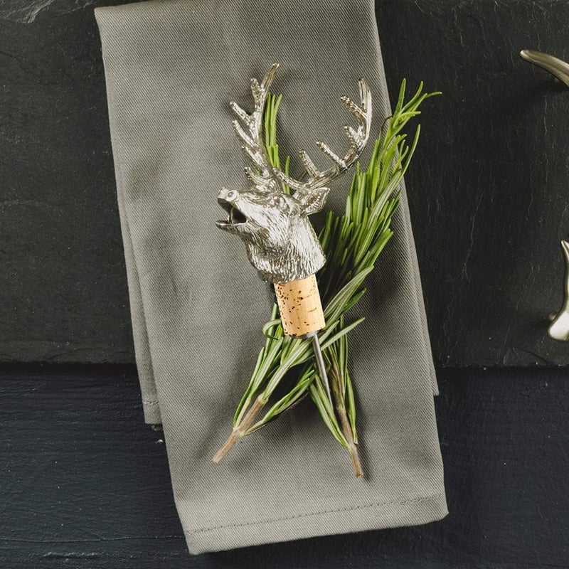 The just slate company مُسكب نبيذ من الفولاذ المقاوم للصدأ والفلين على شكل غزال - Image 3