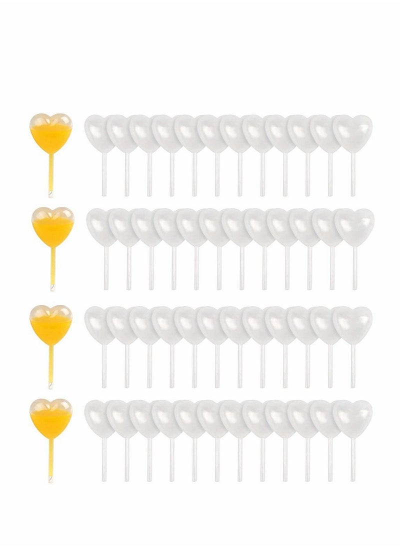 SYOSI 4ml Mini Squeeze Transfer Cupcakes Pipettes Heart Shape, Disposable Plastic Droppers for Cupcake, Dessert, Strawberries and Chocolate for Party Decoration, 100 Pcs  - Image 1