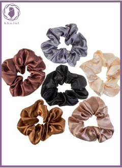 KHAJUL 6-Piece Scrunchies for Women Hair Ties Bands for Girls Big Scrunchies for Women's Thick Curly Hair Ponytail Holders Cute Pony Tails No Crease Hair Ties No Damage  - Image 1