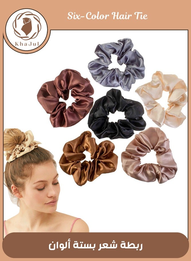 KHAJUL 6-Piece Scrunchies for Women Hair Ties Bands for Girls Big Scrunchies for Women's Thick Curly Hair Ponytail Holders Cute Pony Tails No Crease Hair Ties No Damage - Image 1