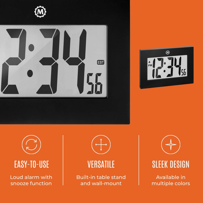 MARATHON Large Digital Wall Clock with 8â€ Display, Black - Easy to Read - Image 5