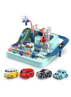 Car Adventure Toys, Kids Race Track Toys for 3 4 5 6 7 Years Old Boys Girls, Puzzle Rail Car, City Rescue Toy w/ 4 Mini Cars