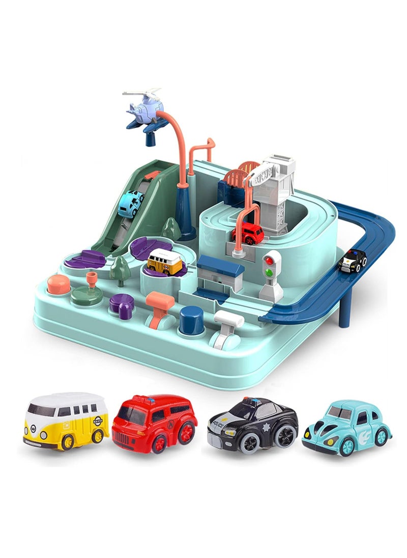 Gonice - Car Adventure Toys, Kids Race Track Toys for 3 4 5 6 7 Years Old Boys Girls, Puzzle Rail Car, City Rescue Toy w/ 4 Mini Cars - Image 1