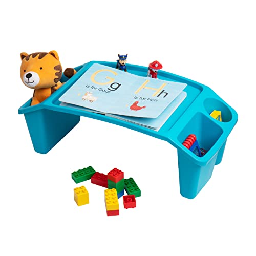 Mind Reader Kids Lap Desk, Portable Activity Tray with Side Storage, Stackable Plastic Desk for Drawing, Snacks, Study, Set of 2, Blue - Image 4