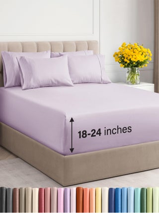 Extra Deep Queen Sheet Set - 6 Piece Breathable and Cooling Sheets - Hotel Luxury Bed Sheets Set - Easy Fit - Soft  Wrinkle Free and Comfy Sheets Set - Light Lavender Sheet Set with Extra Deep Pockets - pzsku/Z25B6CDD6547D1C4DF338Z/45/1749650979/36b37a42-3365-4001-92e6-0ff6f20fca5a