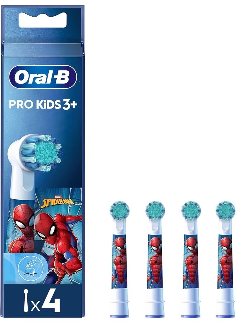 Oral-B Pro Kids Electric Toothbrush Head with Spiderman Characters, Extra Soft Bristles, Ages 3+, 4-Count, White - Image 1