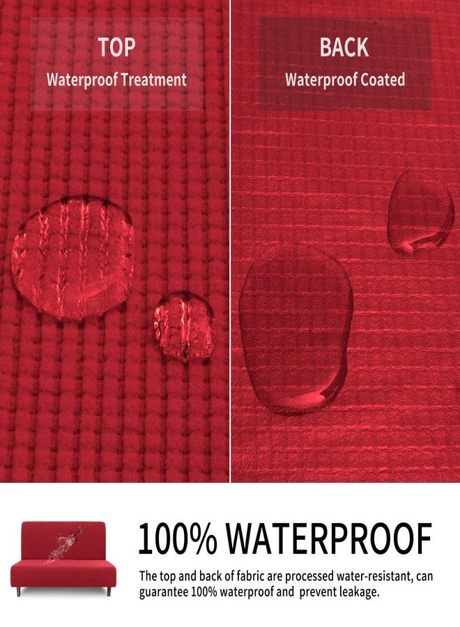 إيزي-جوينج غطاء فوتون سهل الاستخدام ومقاوم للماء بنسبة 100%، غطاء أريكة مزدوج مقاوم للماء للفوتون، غطاء أريكة من قماش الجاكار المطاطي، واقي أثاث مانع للتسرب للأطفال والحيوانات الأليفة والكلاب والقطط (متوسط، أحمر عيد الميلاد) - Image 5