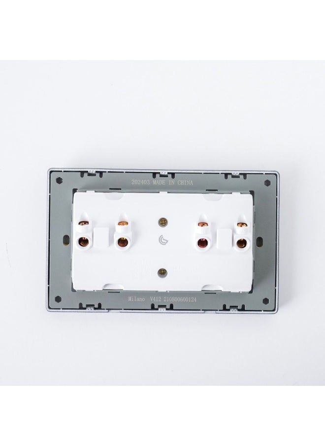 DANUBE HOME Milano 13A Dual Socket With Neon Electrical Switches Sockets Outlets For Home Appliances Office Hotel Conventional Construction Project Aura Blk  - Image 2