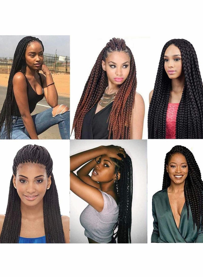 8 Pack Braid Pre Stretched Braiding Hair Braid Professional Hair Yaki Synthetic Hair 8 Packs 26 Inch (Black)