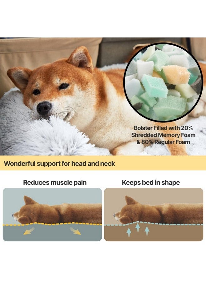 كودي سرير للكلاب للأريكة - أسرّة للكلاب المهدئة للكلاب الكبيرة جدًا، سرير مخملي رقيق للحيوانات الأليفة، سرير للكلاب مضاد للقلق مع غطاء قابل للإزالة والغسل للكلاب والقطط، رمادي غامق، 45X37X6 بوصات - Image 5