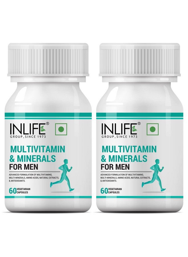 INLIFE متعدد الفيتامينات للرجال مع البيوتين والجينسنغ والأشواغاندا والزنك والمغنيسيوم وفيتامين D3 وB12 والمعادن والأحماض الأمينية ومضادات الأكسدة - 60 كبسولة (عبوة من 2، 120)  - Image 1