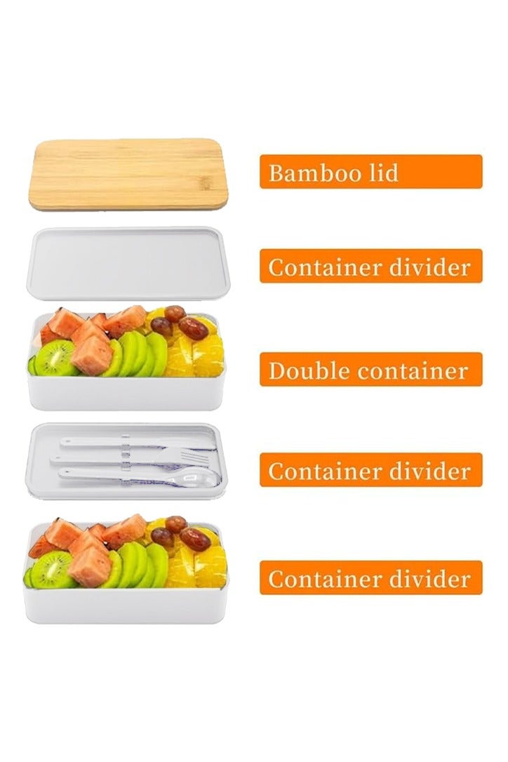 SUCITY 2- Layer Leakproof Bento Box-Large Lunch Box with Compartments und Cutlery Set-Food Picks for Lunch Box Containers for Adults-Microwave Food SafeBento Boxes  - Image 2