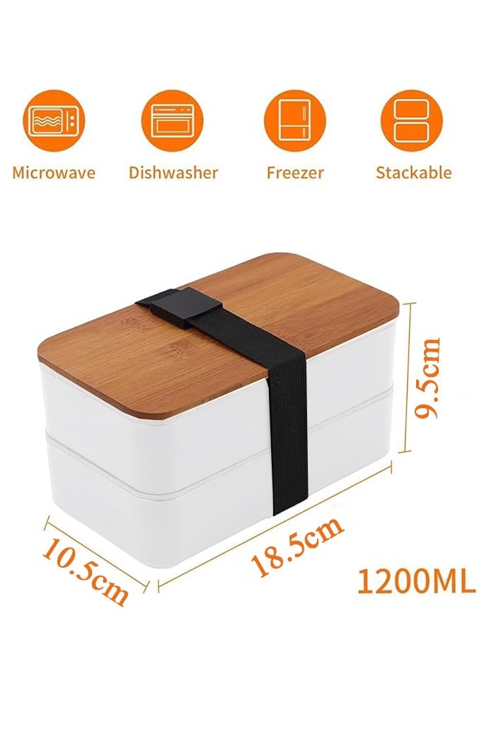 SUCITY 2- Layer Leakproof Bento Box-Large Lunch Box with Compartments und Cutlery Set-Food Picks for Lunch Box Containers for Adults-Microwave Food SafeBento Boxes  - Image 3