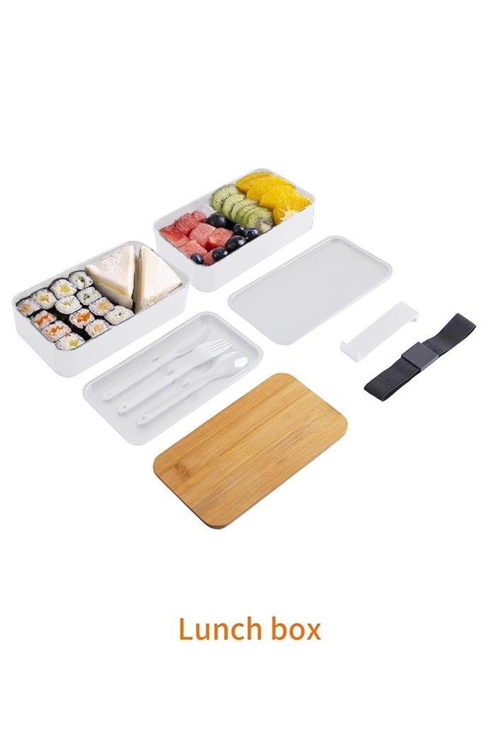 SUCITY 2- Layer Leakproof Bento Box-Large Lunch Box with Compartments und Cutlery Set-Food Picks for Lunch Box Containers for Adults-Microwave Food SafeBento Boxes  - Image 4