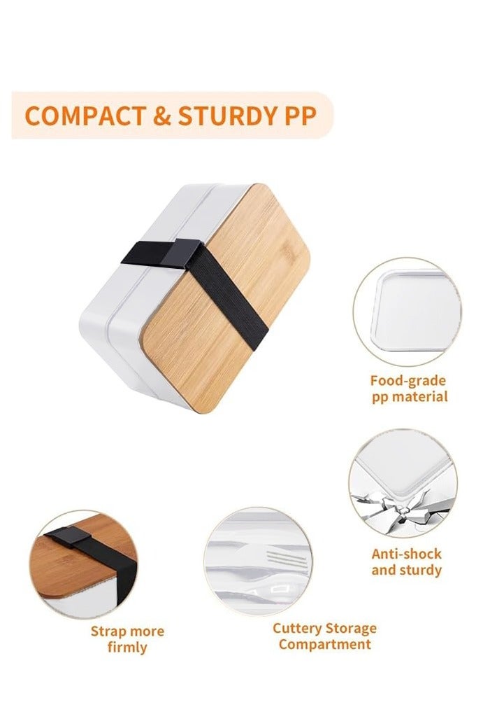 SUCITY 2- Layer Leakproof Bento Box-Large Lunch Box with Compartments und Cutlery Set-Food Picks for Lunch Box Containers for Adults-Microwave Food SafeBento Boxes  - Image 5
