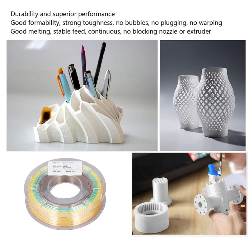 Silk Shiny Fast Color Gradient Multicolored PLA Filament 200g Bundle 175mm For 3D Printing Art Crafts - Image 4