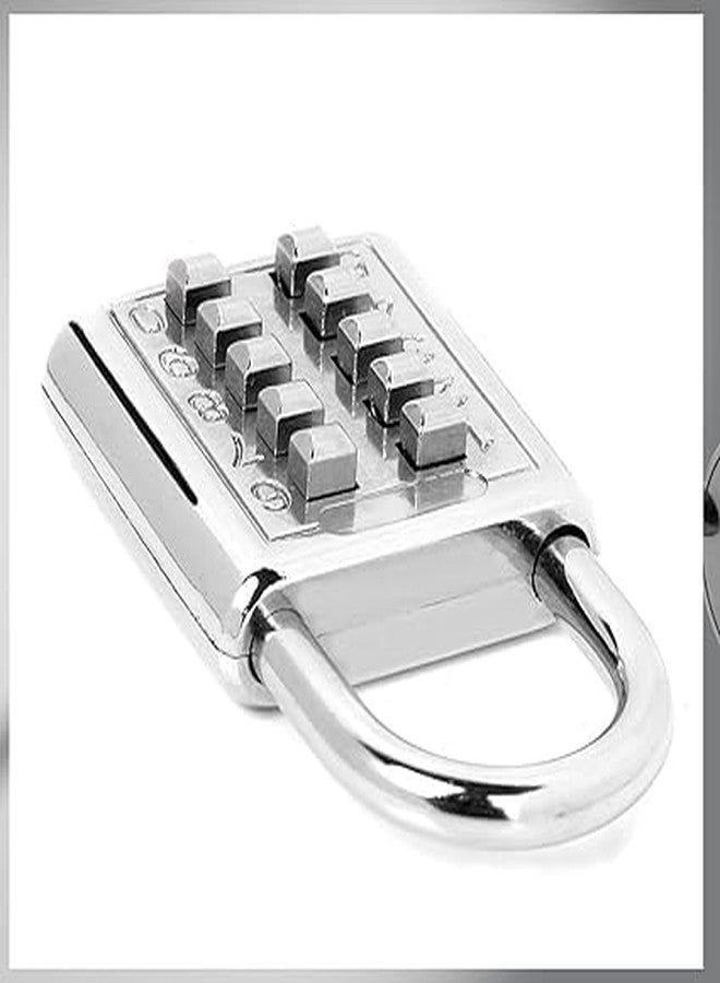 Eis 10 Digit Push-Button Combination Number Code Luggage Lock - Silver | Padlock Lock for Door/Bag/Locker/Helmet/Gym | Resettable Combination Lock for Home/Office/Store | Secure Travel Code Lock - Image 4