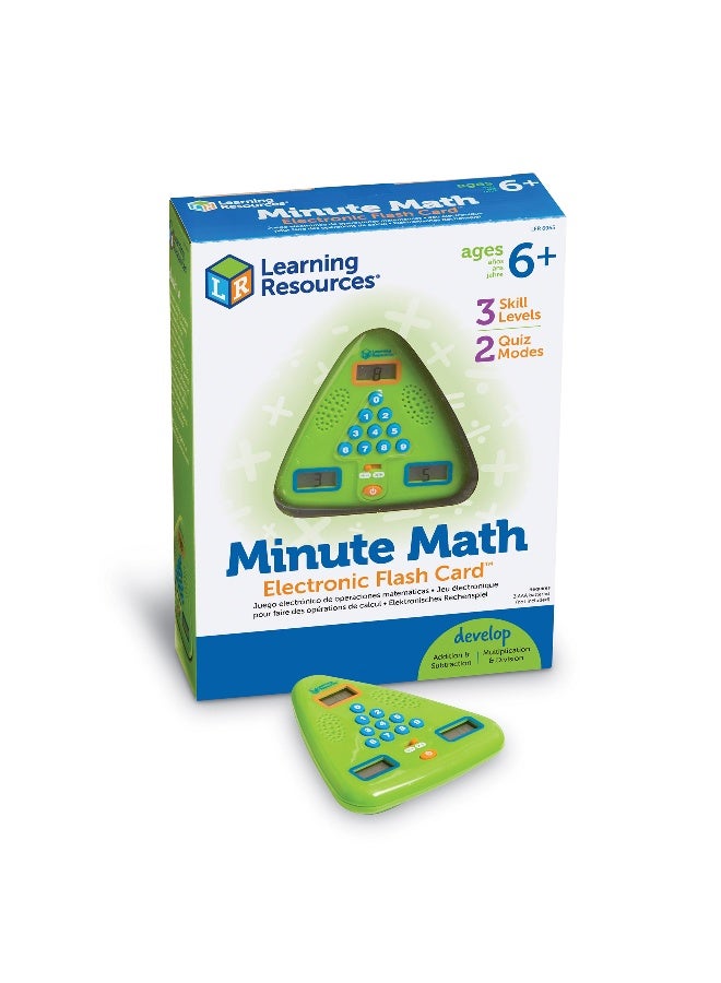 Learning Resources Handheld Minute Math Electronic Flash Card, Interactive Math Game For Kids, Ages 6+ - Image 1