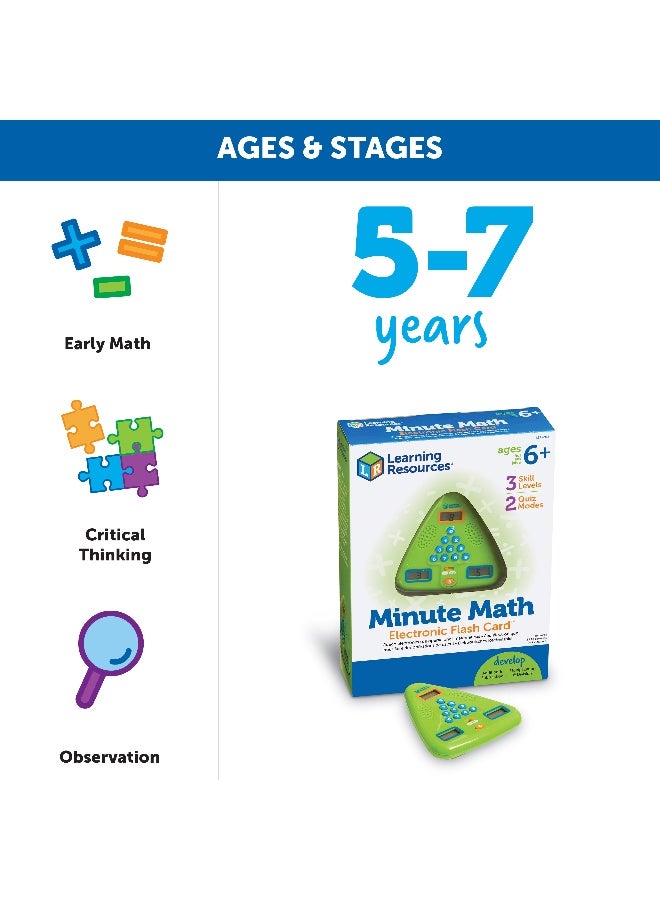 Learning Resources Handheld Minute Math Electronic Flash Card, Interactive Math Game For Kids, Ages 6+ - Image 4