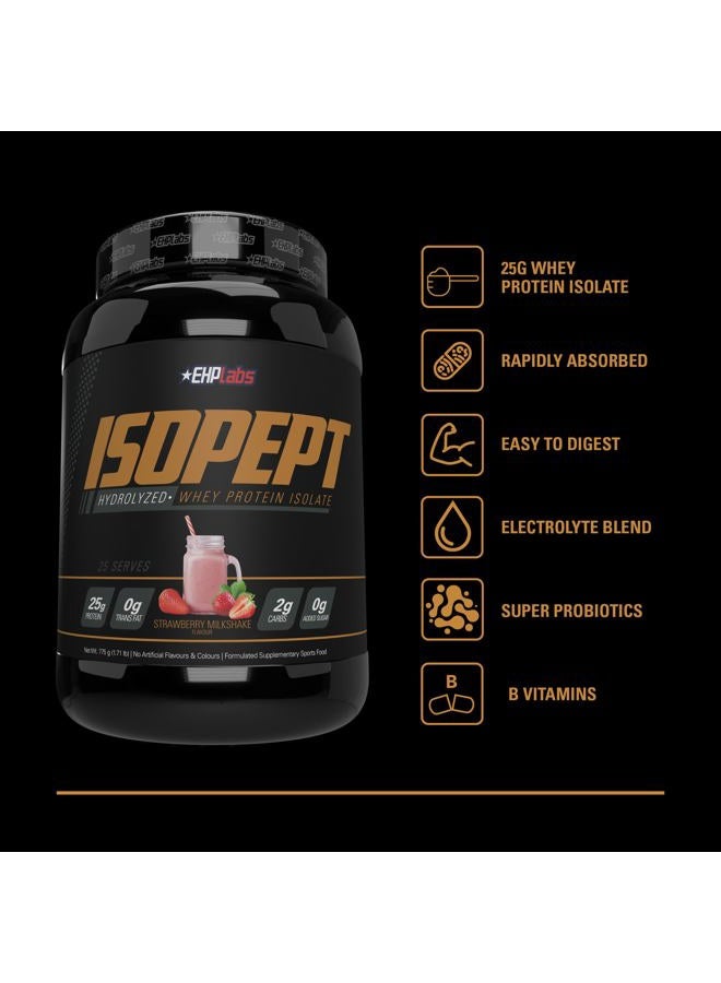 EHP Labs IsoPept Hydrolyzed Whey Protein Powder by EHPlabs - 100% Whey Protein Isolate & Hydrolysate, 27g of Protein, Non-GMO, Gluten Free, Fast Absorbing, Easy Digesting, 27 Serves (Strawberry Milkshake) - Image 3