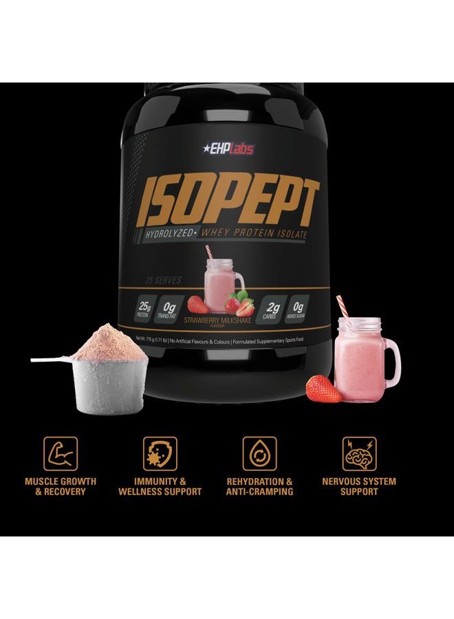 EHP Labs IsoPept Hydrolyzed Whey Protein Powder by EHPlabs - 100% Whey Protein Isolate & Hydrolysate, 27g of Protein, Non-GMO, Gluten Free, Fast Absorbing, Easy Digesting, 27 Serves (Strawberry Milkshake) - Image 4