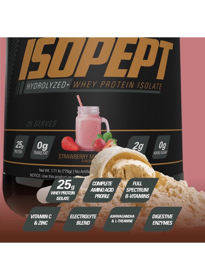 EHP Labs IsoPept Hydrolyzed Whey Protein Powder by EHPlabs - 100% Whey Protein Isolate & Hydrolysate, 27g of Protein, Non-GMO, Gluten Free, Fast Absorbing, Easy Digesting, 27 Serves (Strawberry Milkshake) - Image 5