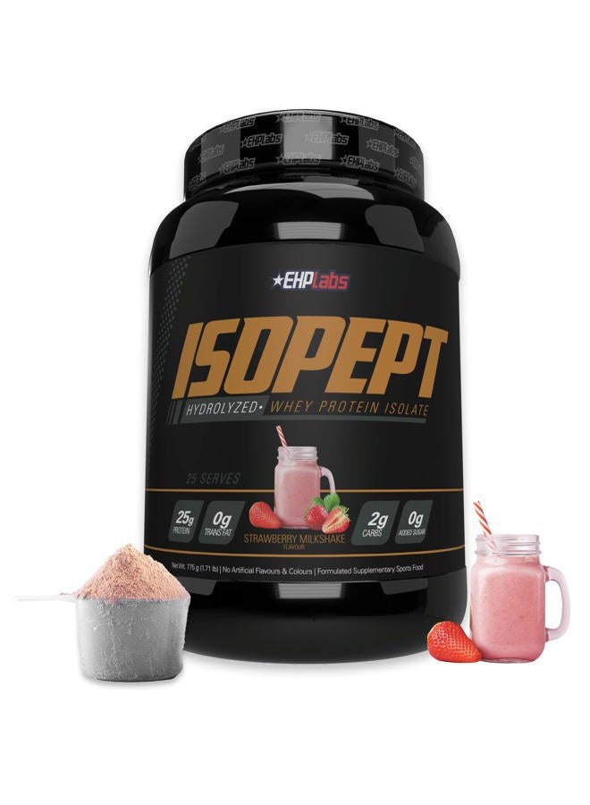 EHP Labs IsoPept Hydrolyzed Whey Protein Powder by EHPlabs - 100% Whey Protein Isolate & Hydrolysate, 27g of Protein, Non-GMO, Gluten Free, Fast Absorbing, Easy Digesting, 27 Serves (Strawberry Milkshake) - Image 1