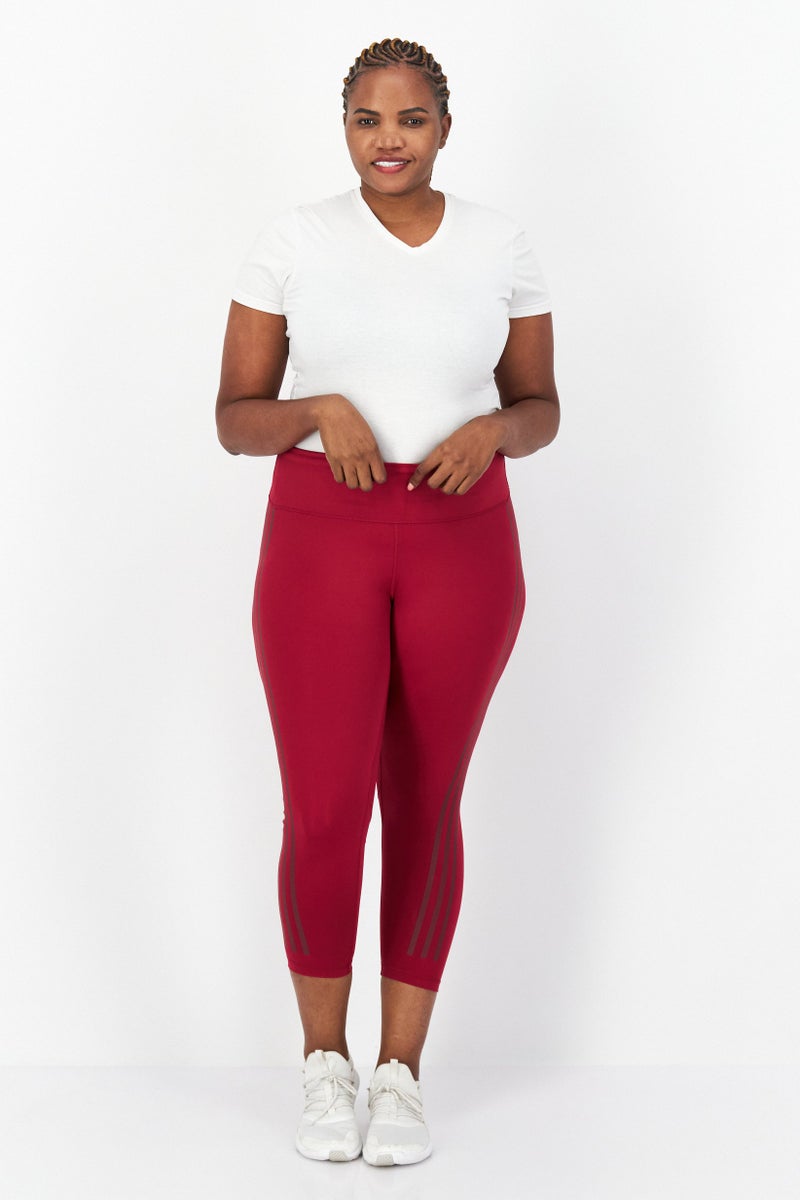 Adidas Women Plus Size High Rise Training Leggings, Maroon - Image 3