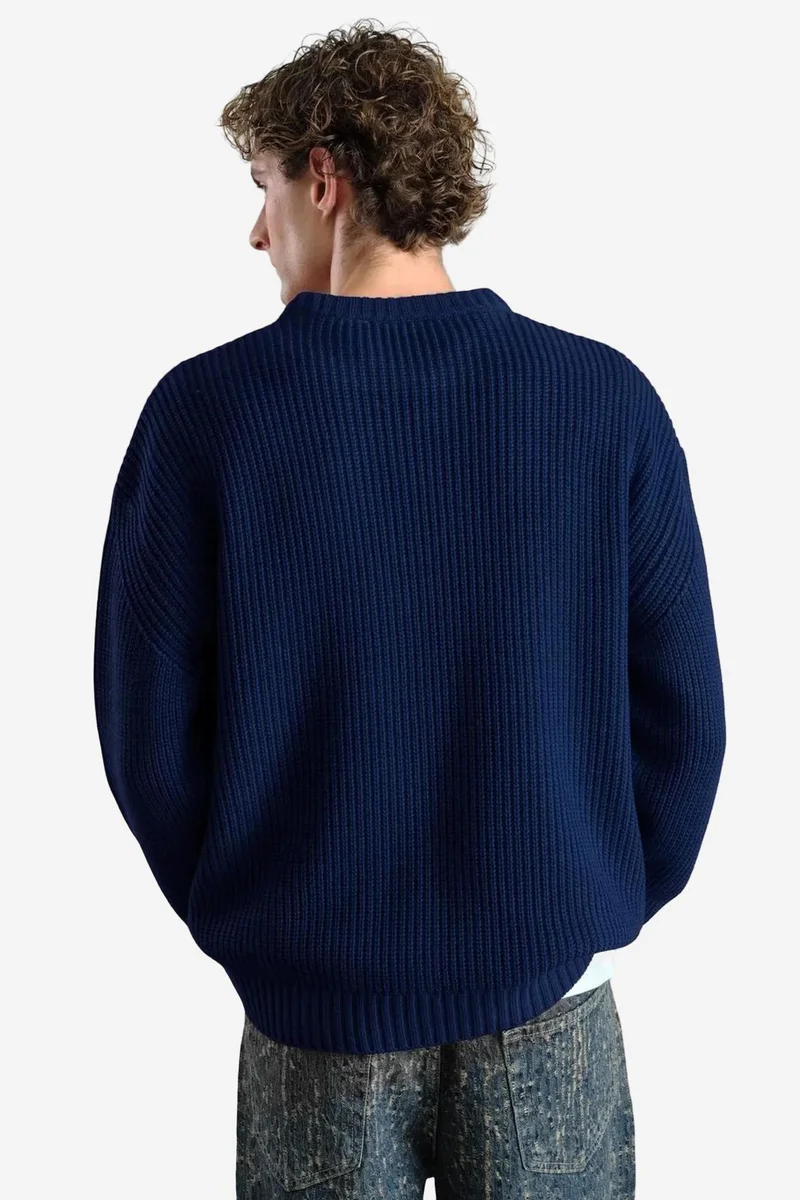 Giesto Navy Blue GIESTO Ribbed Crew Neck Sweater for Men | Best Price UAE