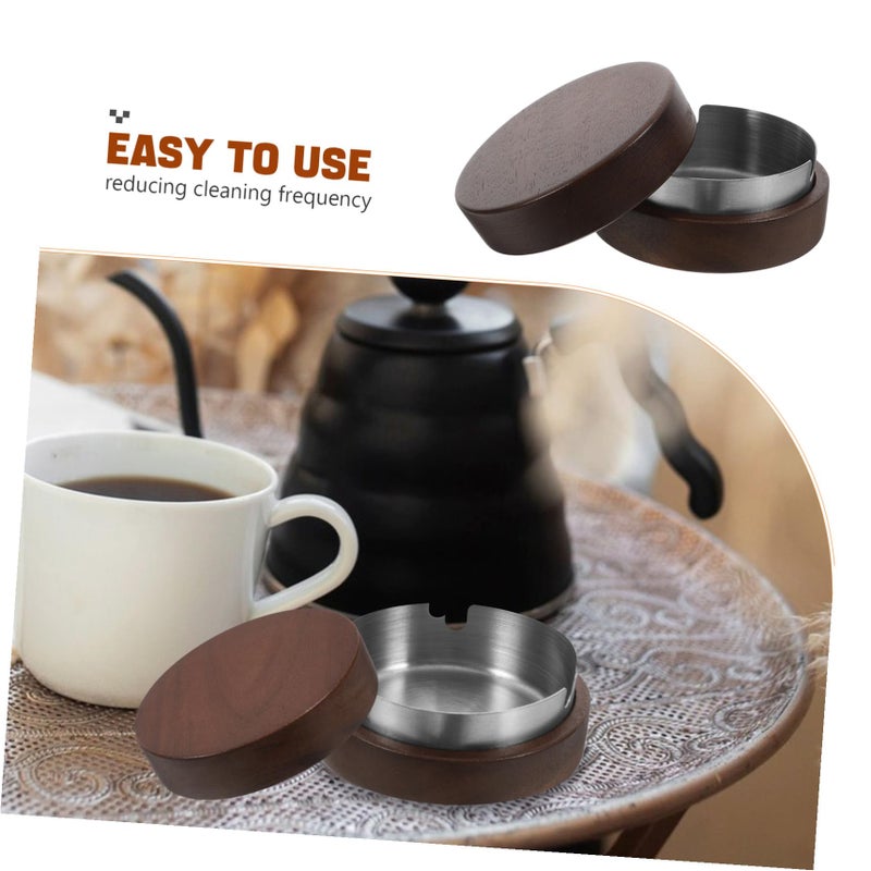 Stainless Steel Ashtray with Lid Reusable Fire Safe Cigarette Holder for Home Office - Image 4