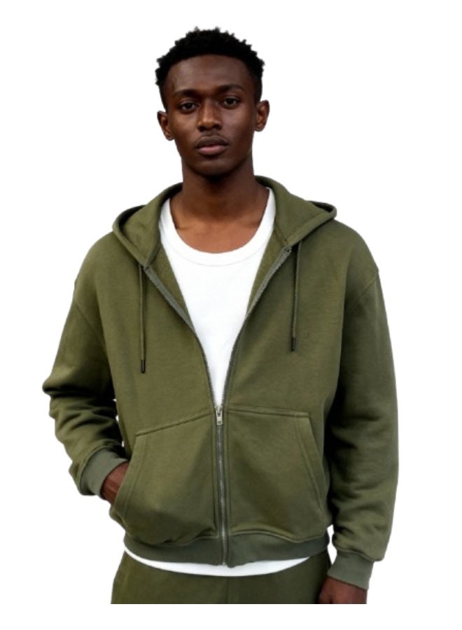 Feathers Oversized Men’s Zip-Up Hoodie 100% Cotton for Winter - Image 1
