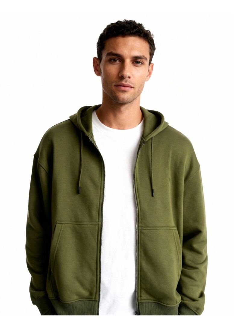 Feathers Oversized Men’s Zip-Up Hoodie 100% Cotton for Winter - Image 2