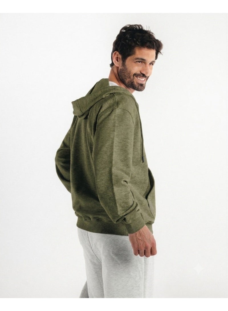 Feathers Oversized Men’s Zip-Up Hoodie 100% Cotton for Winter - Image 2