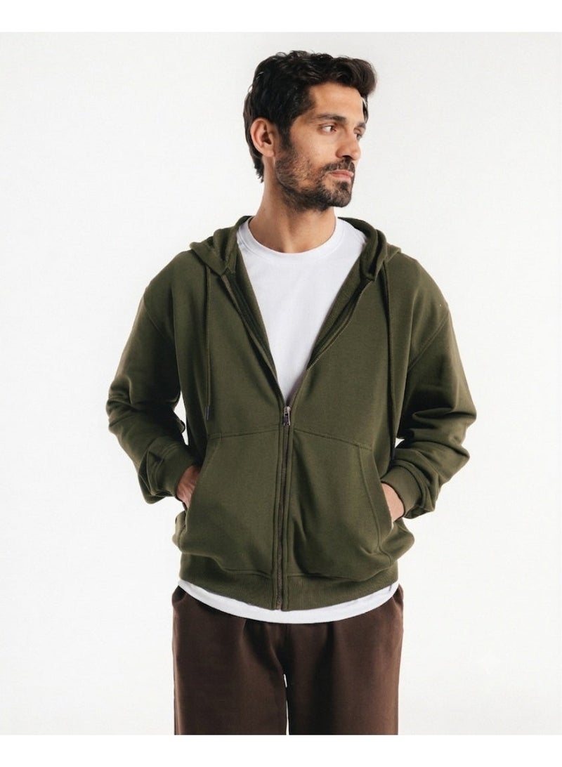 Feathers Oversized Men’s Zip-Up Hoodie 100% Cotton for Winter - Image 1