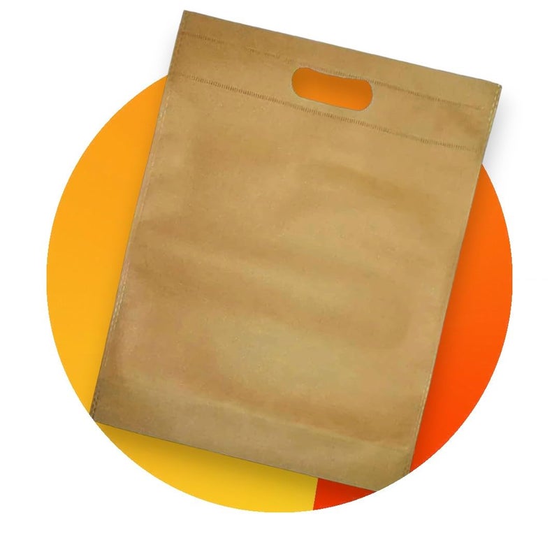 10 Piece Non Woven Polyester Fabric Gift Bags 30x25 cm (Beige) - Image 1