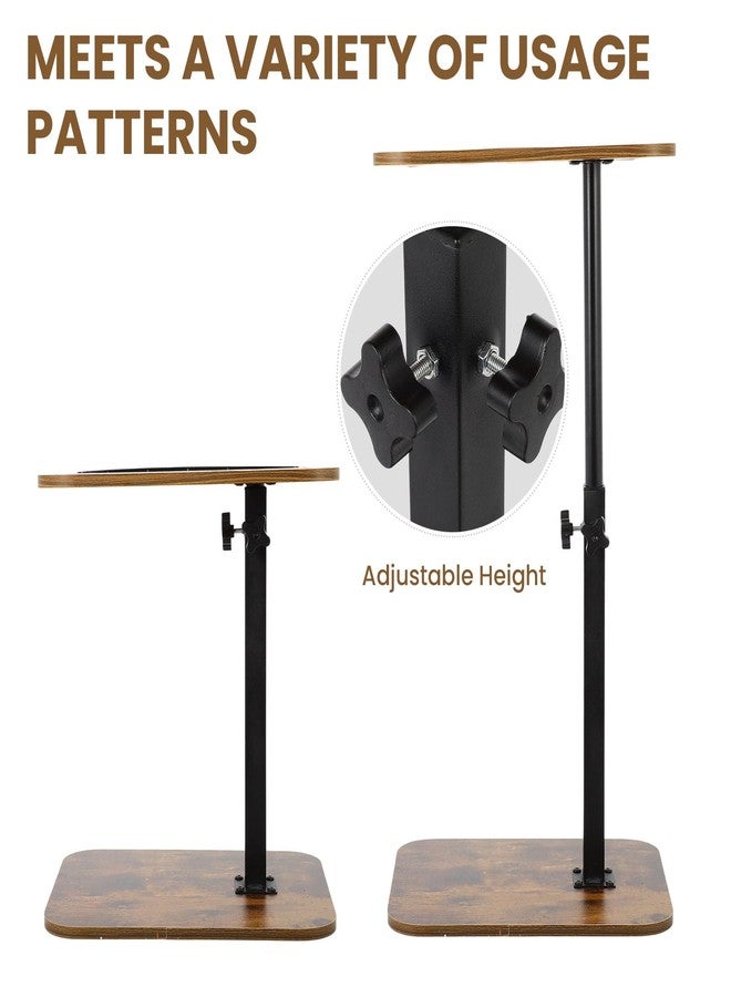 FAHKNS Side Table Sofa Tray for Couch Lightweight Swivel/Adjustable Height, Sofa Bed Bathroom Study TV Tray C Shaped End Table Food Snack Trays for Eating,Brown - Image 2