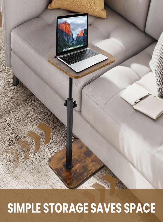 FAHKNS Side Table Sofa Tray for Couch Lightweight Swivel/Adjustable Height, Sofa Bed Bathroom Study TV Tray C Shaped End Table Food Snack Trays for Eating,Brown - Image 3