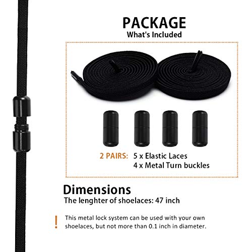 Alegrianan No Tie Elastic Shoe Laces, Shoelaces for Kids, Adults and Elderly - Elastic Athletic Running Shoe Laces(2 Pairs) Black - Image 5