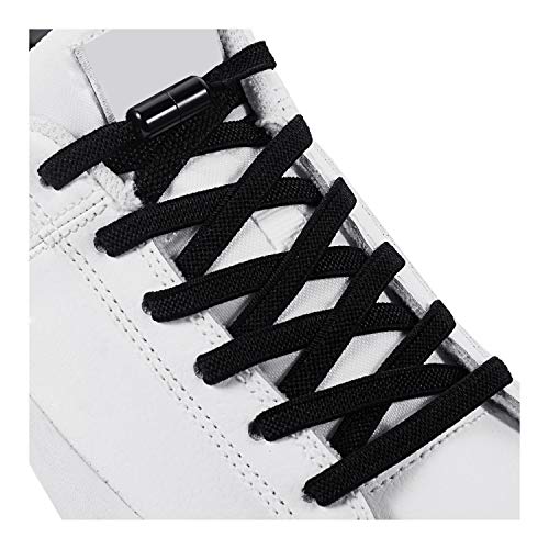 Alegrianan No Tie Elastic Shoe Laces, Shoelaces for Kids, Adults and Elderly - Elastic Athletic Running Shoe Laces(2 Pairs) Black - Image 1