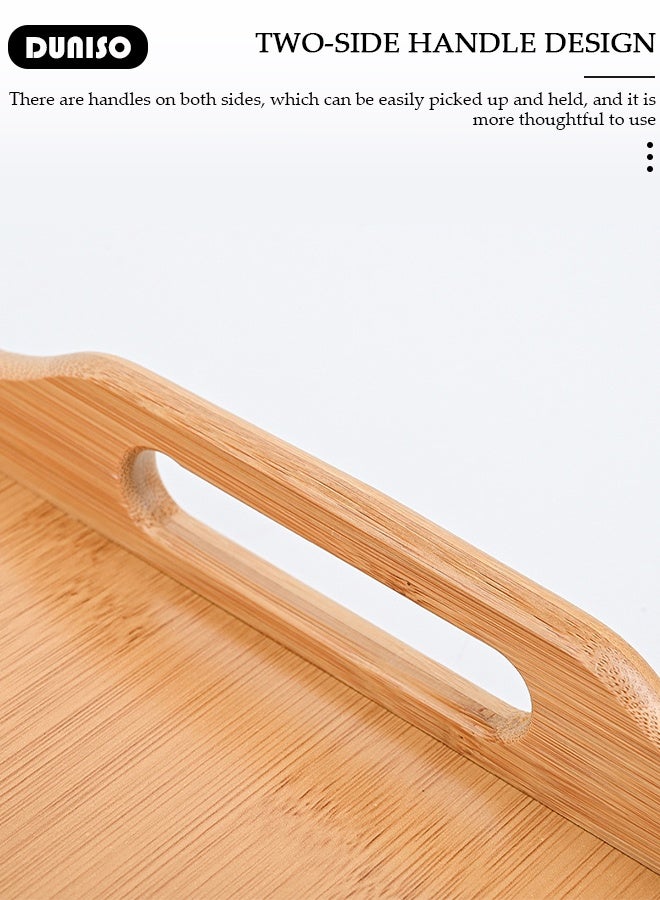 DUNISO Bamboo Food Serving Platter Wooden Tray Bamboo Bed Tray With Folding Legs Great For Portable Lazy Table for Working Reading, Kitchen, Hotels Bars, Coffee, Breakfast In Bed & Tea - Wooden Table - Image 4